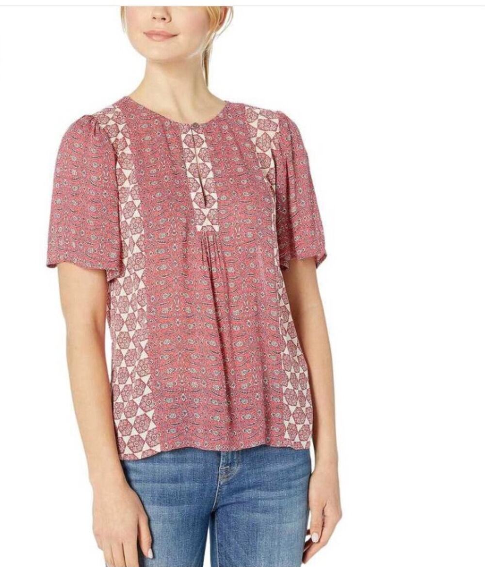 Lucky Brand V-Neck Boho Flutter Sleeve Top Sz M